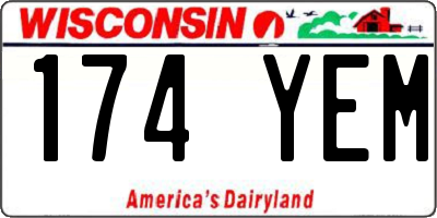 WI license plate 174YEM
