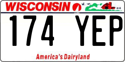 WI license plate 174YEP