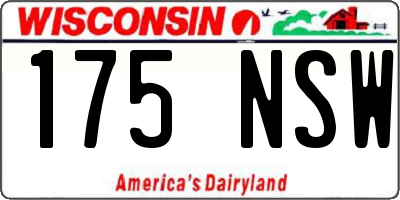 WI license plate 175NSW