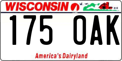 WI license plate 175OAK