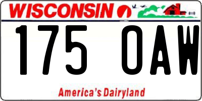 WI license plate 175OAW