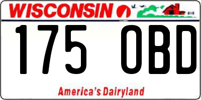 WI license plate 175OBD