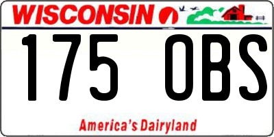 WI license plate 175OBS