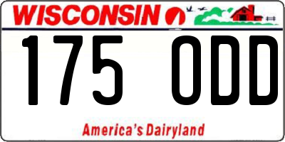 WI license plate 175ODD