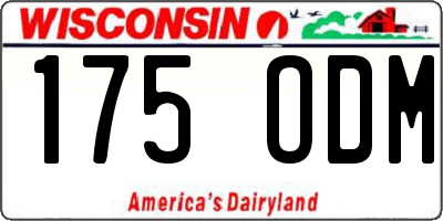 WI license plate 175ODM