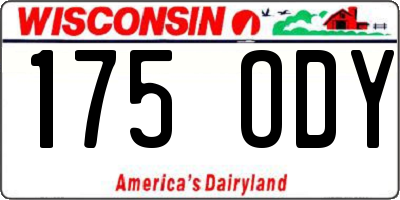 WI license plate 175ODY