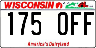 WI license plate 175OFF