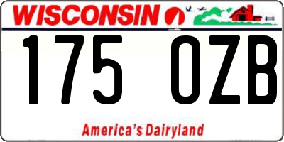WI license plate 175OZB
