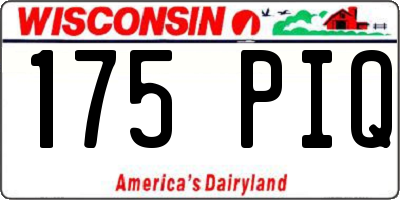 WI license plate 175PIQ