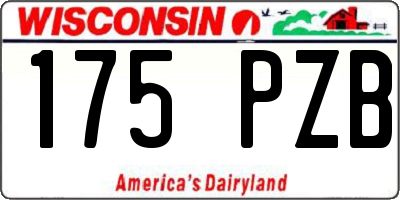 WI license plate 175PZB