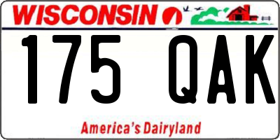 WI license plate 175QAK