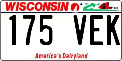 WI license plate 175VEK