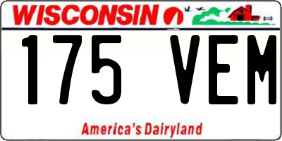 WI license plate 175VEM
