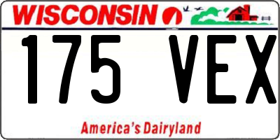 WI license plate 175VEX