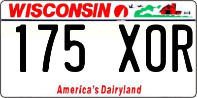 WI license plate 175XOR