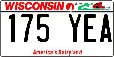 WI license plate 175YEA