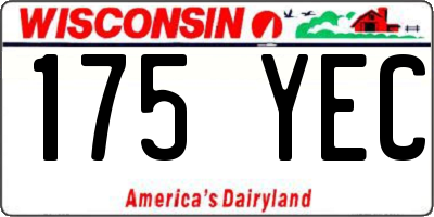 WI license plate 175YEC