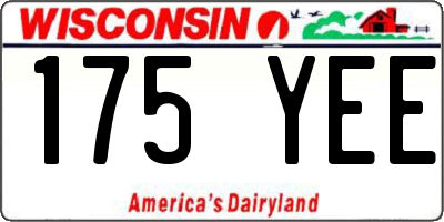 WI license plate 175YEE