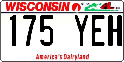 WI license plate 175YEH