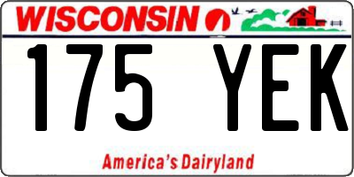 WI license plate 175YEK