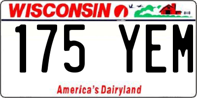 WI license plate 175YEM