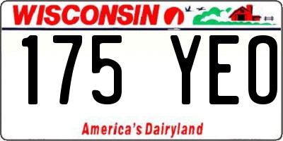WI license plate 175YEO