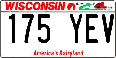 WI license plate 175YEV
