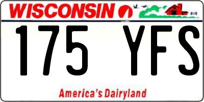 WI license plate 175YFS