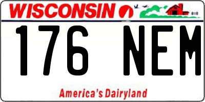 WI license plate 176NEM