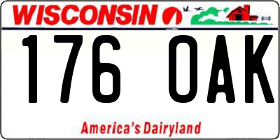 WI license plate 176OAK