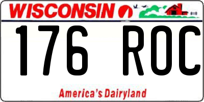 WI license plate 176ROC