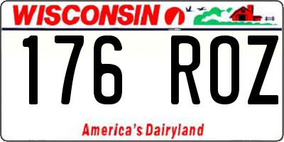 WI license plate 176ROZ