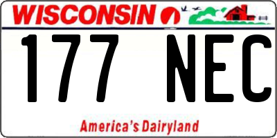 WI license plate 177NEC