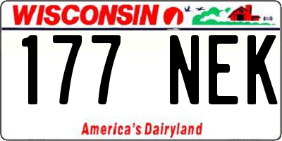 WI license plate 177NEK