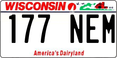 WI license plate 177NEM