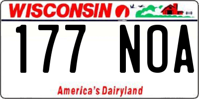 WI license plate 177NOA