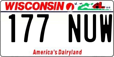 WI license plate 177NUW