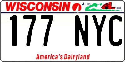 WI license plate 177NYC