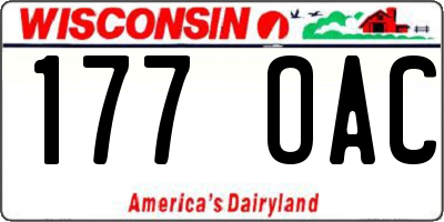 WI license plate 177OAC