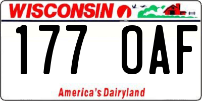 WI license plate 177OAF