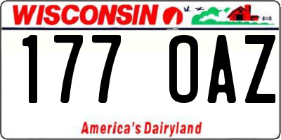 WI license plate 177OAZ