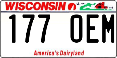 WI license plate 177OEM