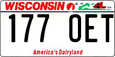 WI license plate 177OET