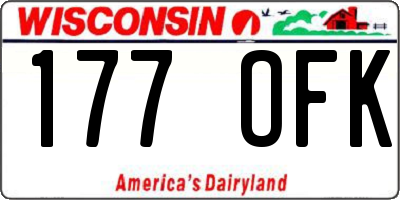 WI license plate 177OFK