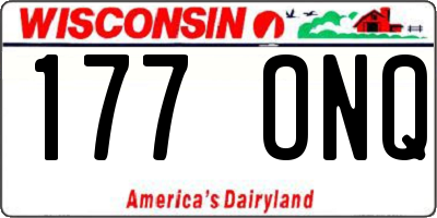 WI license plate 177ONQ