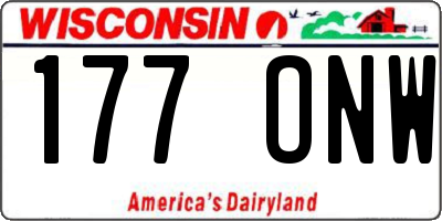 WI license plate 177ONW
