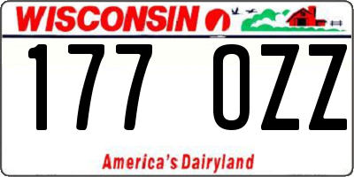WI license plate 177OZZ