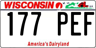 WI license plate 177PEF