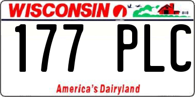 WI license plate 177PLC