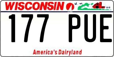 WI license plate 177PUE